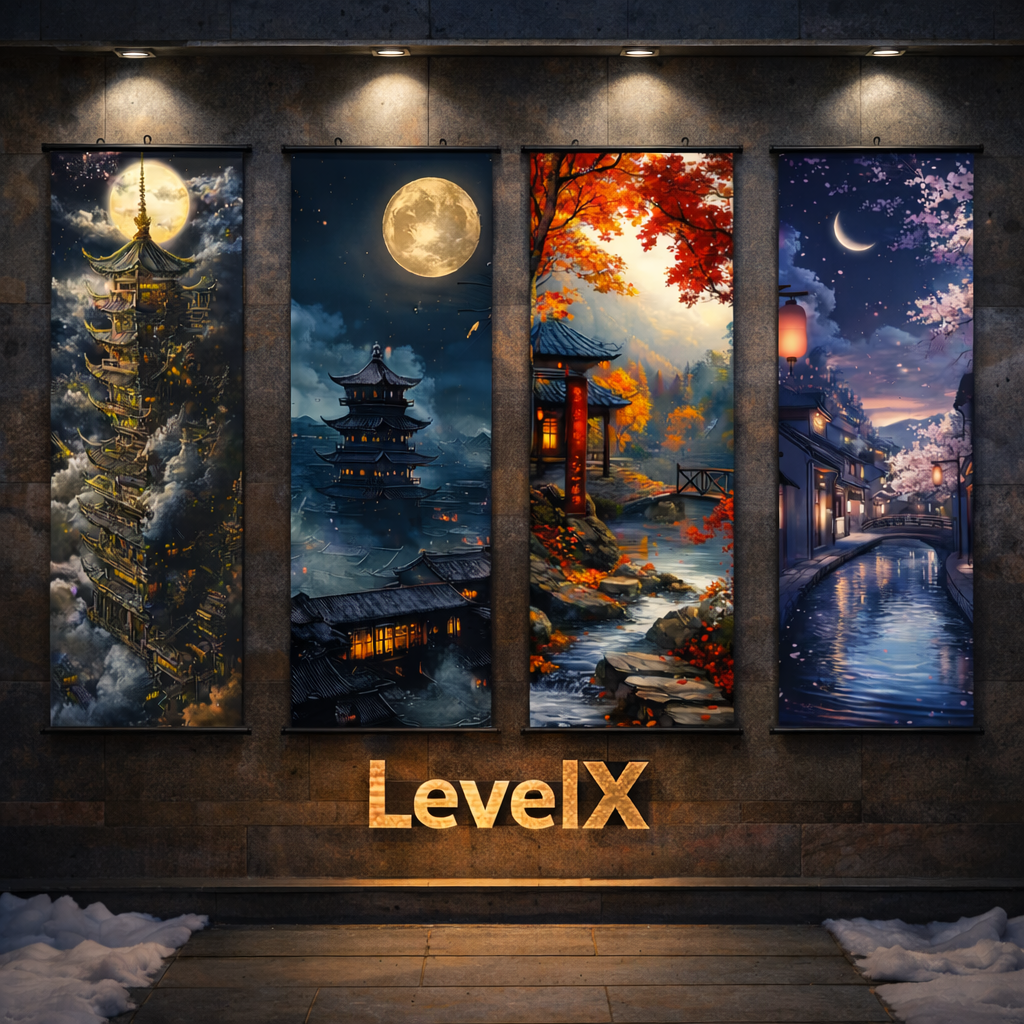 لوحات جدارية يابانية فاخرة (4 قطع) – لمسة فنية هادئة | LevelX