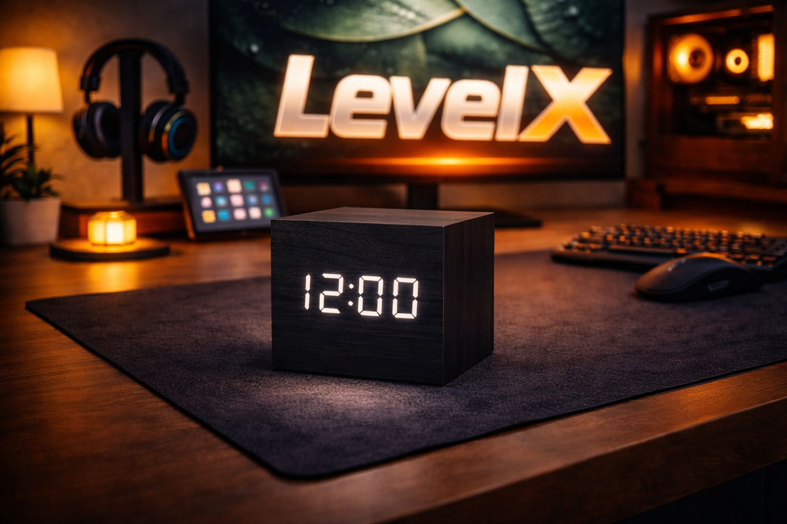 ساعة مكتب خشبية LED – LevelX