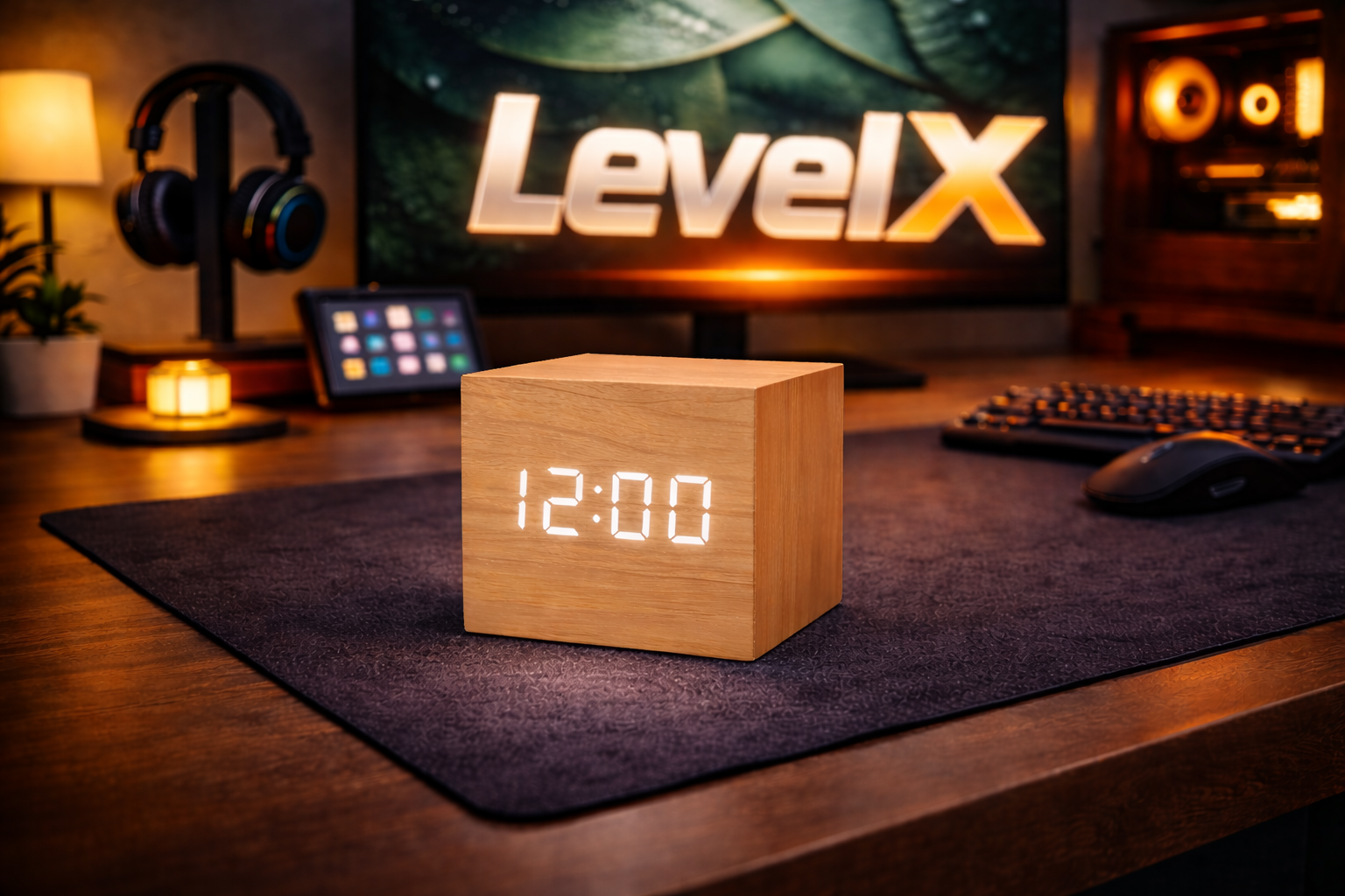 ساعة مكتب خشبية LED – LevelX